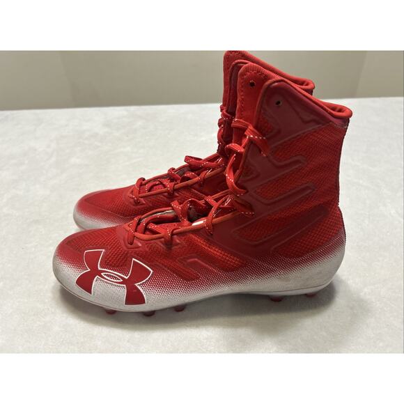 Under Armour Football Cleats Mens Size 11 Red White Highlight MC Lacrosse Lace - Picture 6 of 9